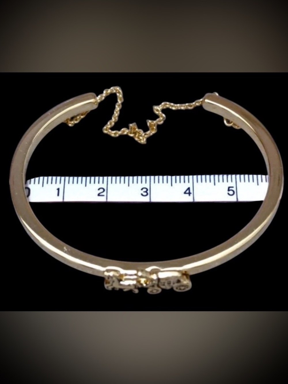 COACH Women's Horse and Carriage Double Chain Gold Tone Cuff Bracelet (F33376) - Picture 4 of 5